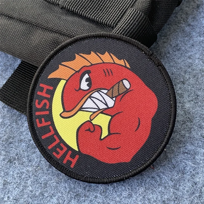Rucksack Military Style - HELLFISH Logo Stampa Patch Gancio e
