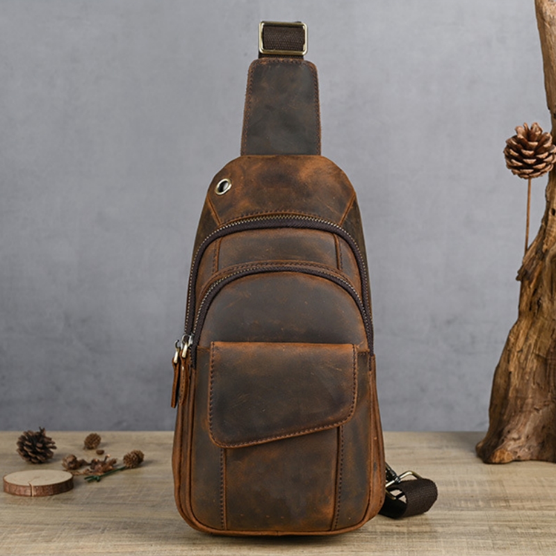 Leather Backpack Vintage - Borsa da Petto Multifunzione di Lusso