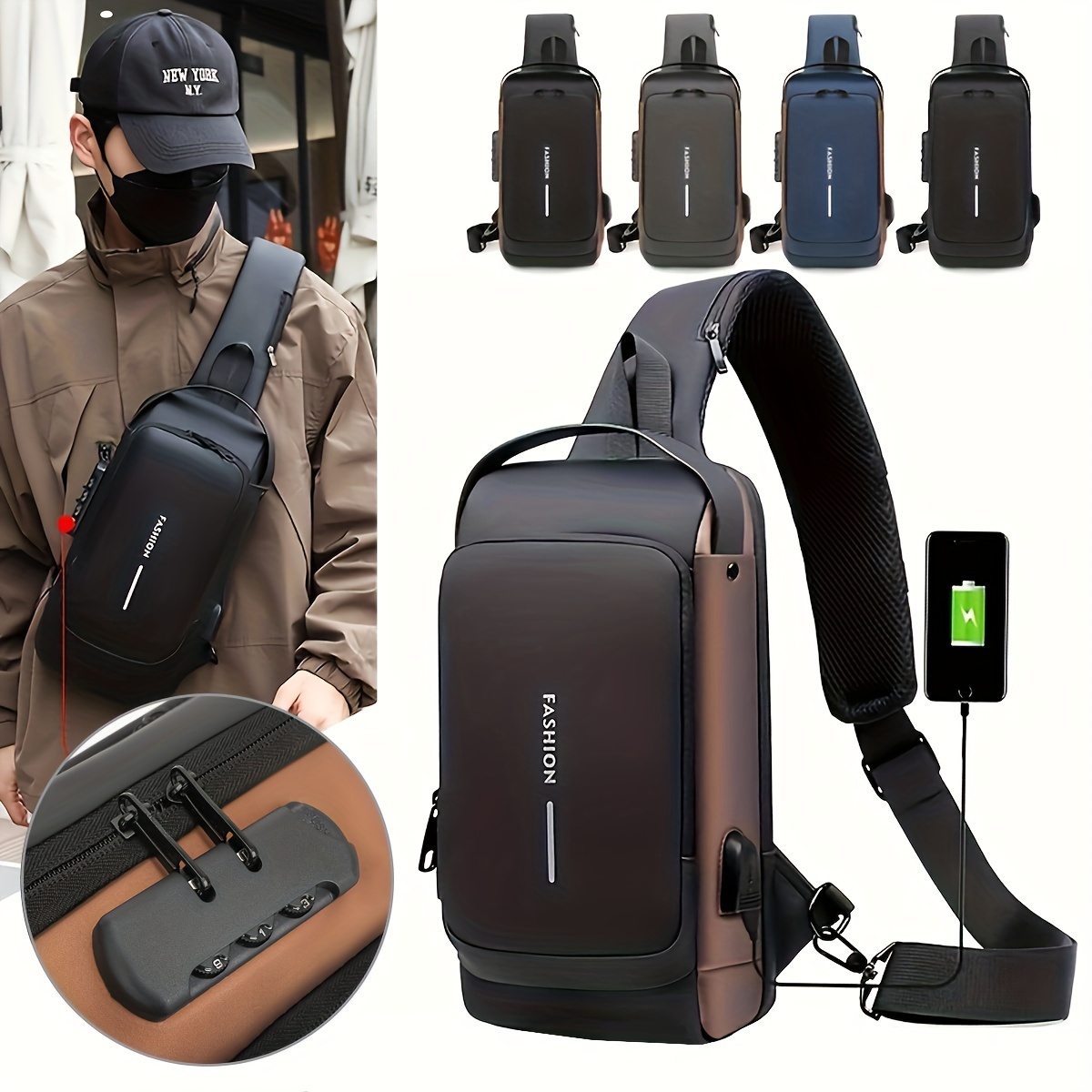 Travel Backpack Anti Theft - Borsa da uomo antifurto con blocco