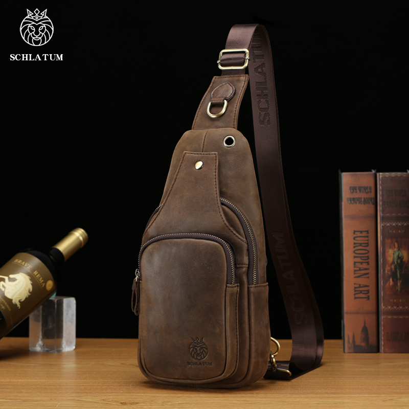 Leather Backpack Vintage - SCHLATUM Borsa da petto in vera