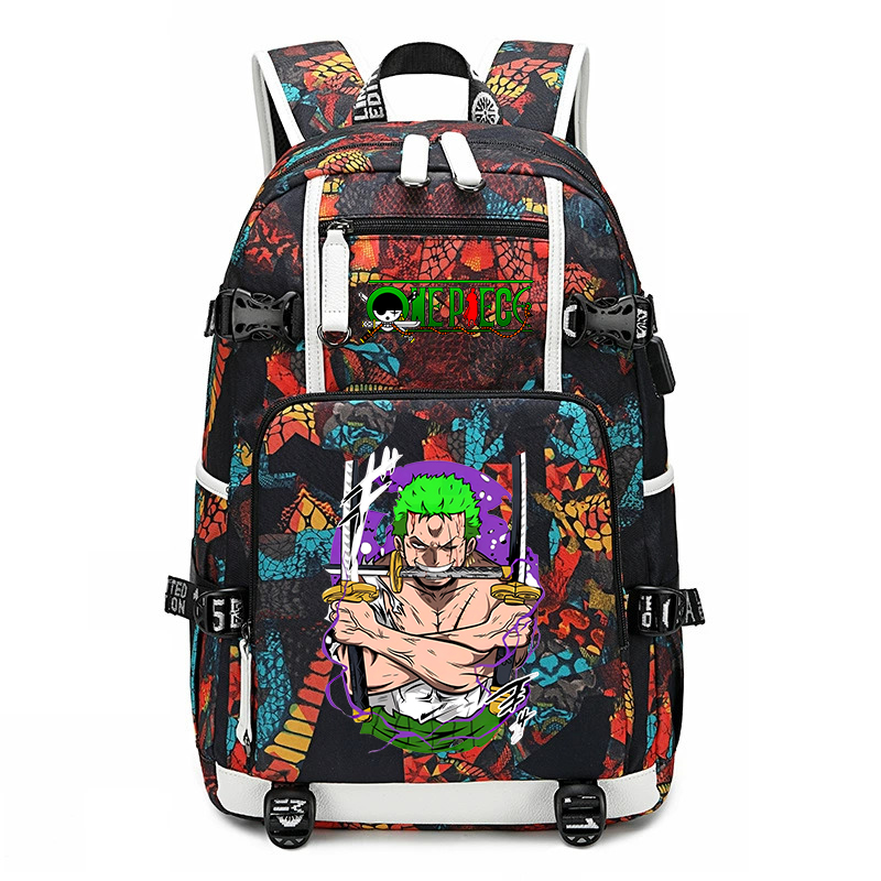 School Backpack Teen - Zaino scolastico stampato One Piece Zoro,