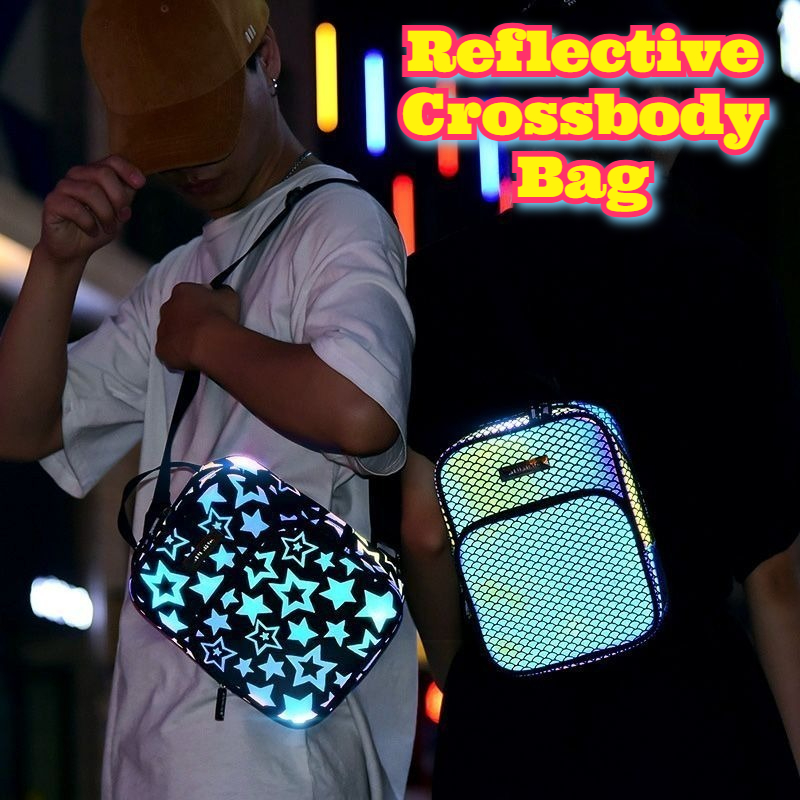 Sling Backpack Shoulder - Borsa a tracolla riflettente Borsa a