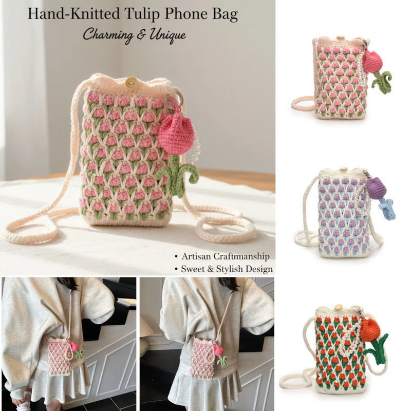 Mini Backpack Purse - Borsa a tracolla artigianale all'uncinetto a
