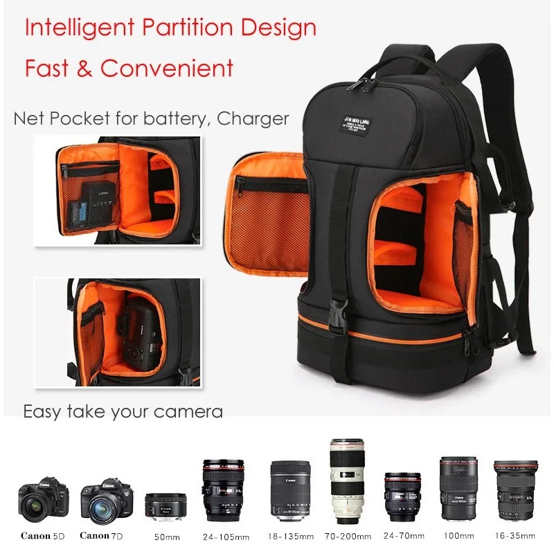 Laptop Backpack 15.6 - Zaino Impermeabile per Videocamera con Striscia