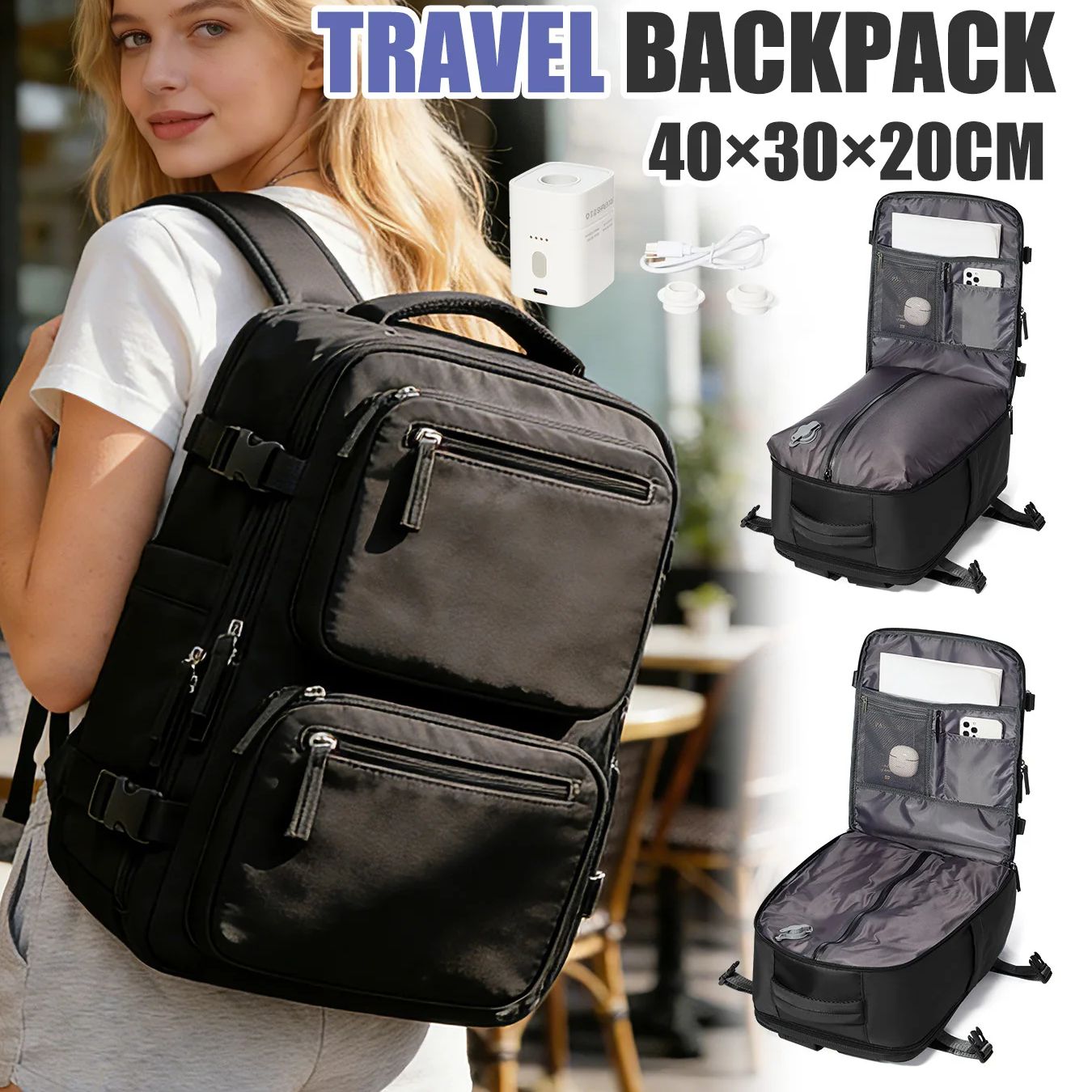 Fashion Backpack Women - Zaino da donna con pompa integrata,